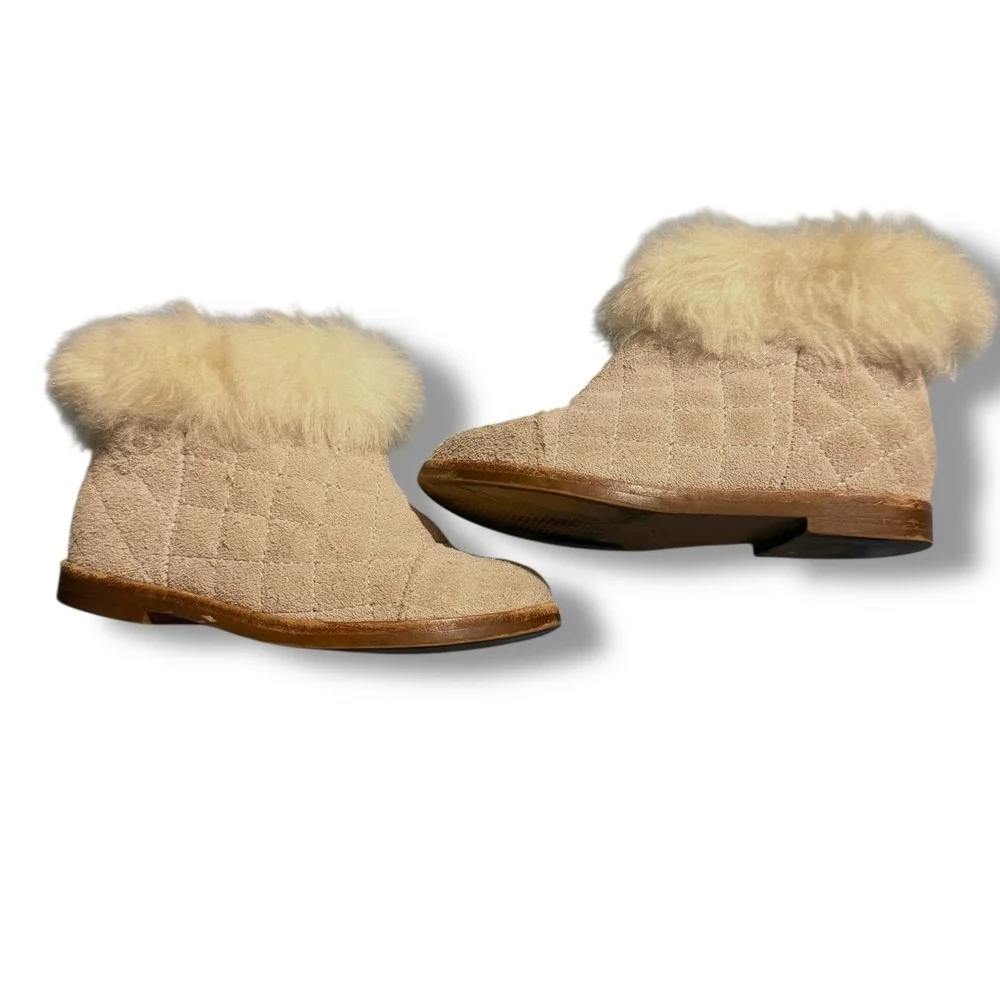Janie & Jack Blush Beauty Quilted Suede Bootie Boot Little Girls‎ 7 Pink Cream